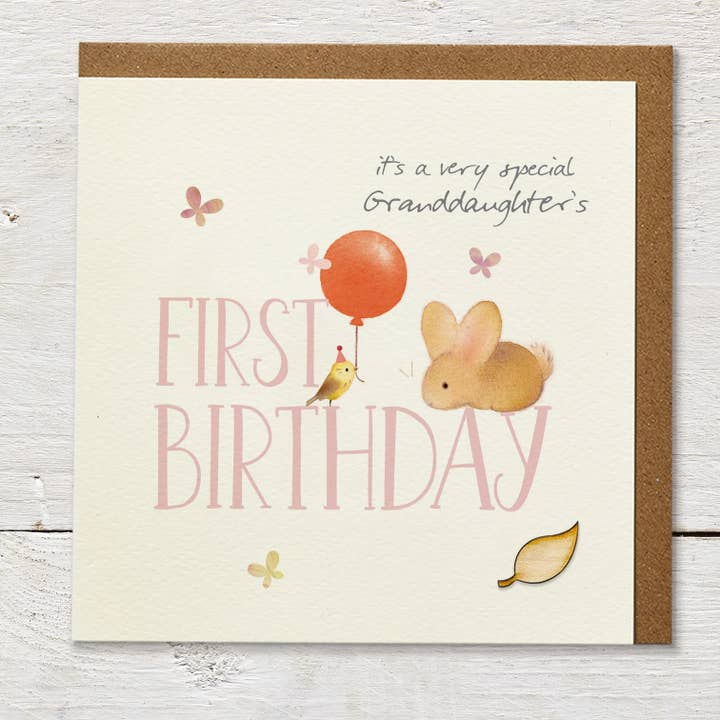 GRANDDAUGHTER FIRST BIRTHDAY BLANK GREETING CARD for wholesale by Ginger Betty Ltd