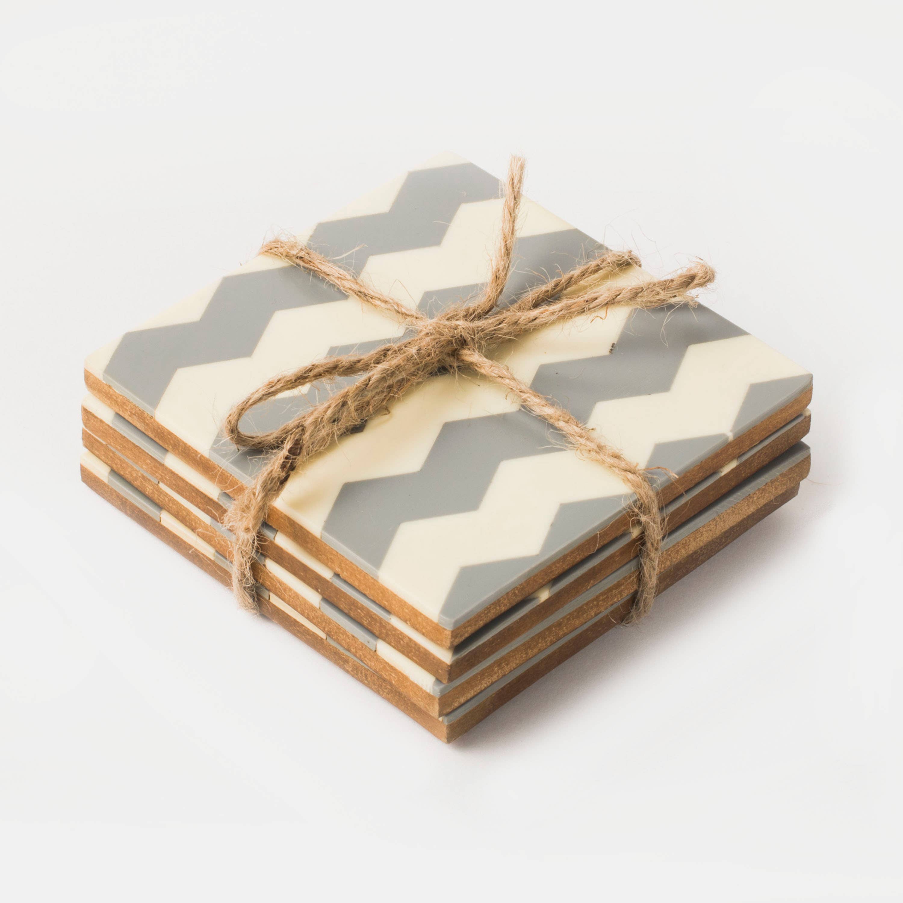 Mela Artisans - Wholesale Coasters - Inlaya Grey and Ivory Coasters0