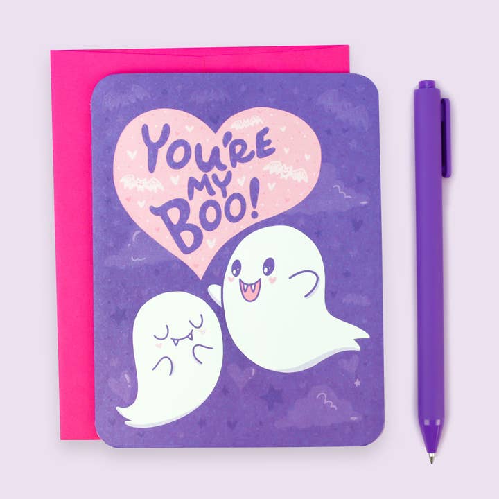You're My Boo Valentine's Day Ghost Anniversary Love Card for wholesale by Turtle's Soup