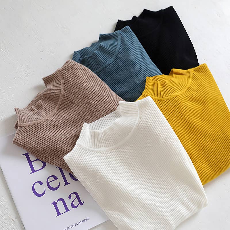 Hope & Sunshine - Wholesale Gebreide top - Dames - Solide Slim Fit Mock Neck Gebreide Top26