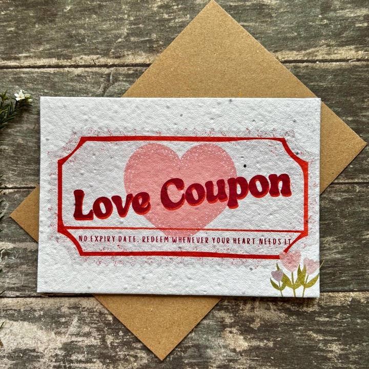 Erika's Whimsical Art – wholesale Love card – Plantable Seed Paper Love Coupon Card, Blank Inside 0