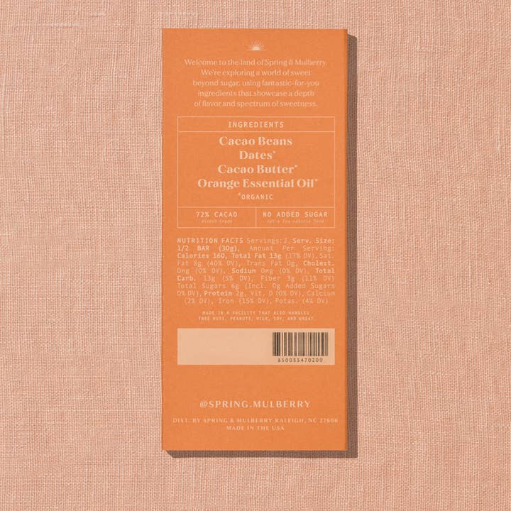 Spring & Mulberry - Wholesale Chocolate Bar - Blood Orange Date-Sweetened Dark Chocolate3