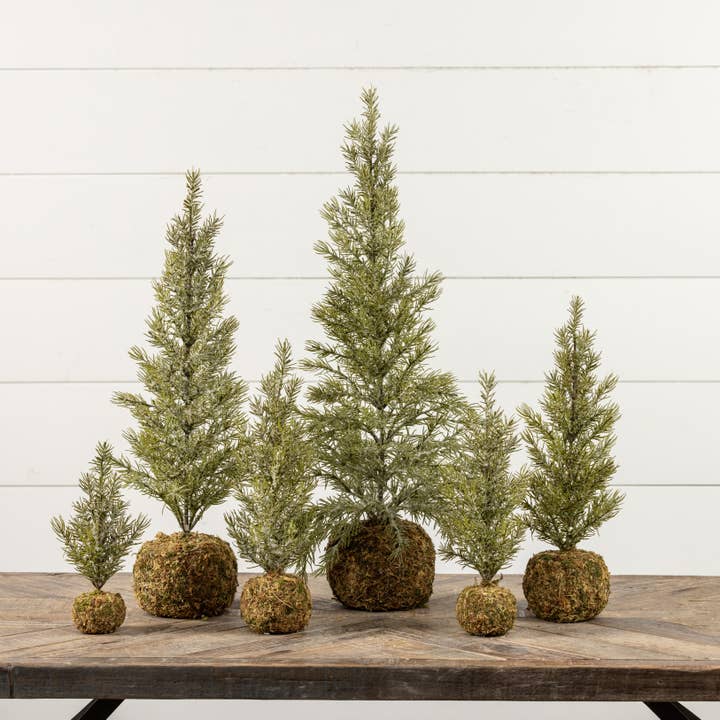 Ragon House - Wholesale Artificial Plant - 14" PINE TREE W/ MOSS BALL BASE