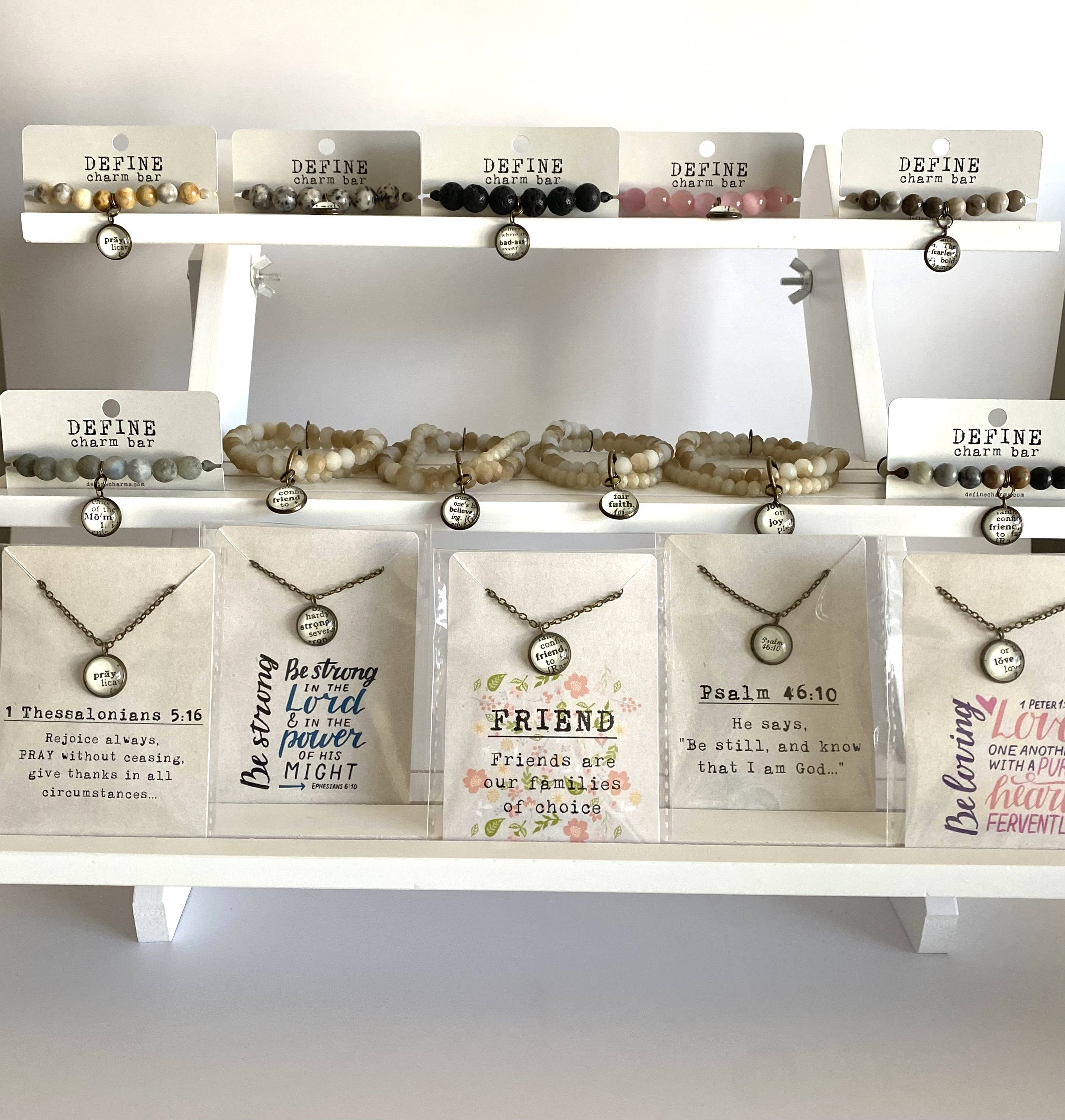 Define Charm Bar - Wholesale Pendant/Charm Necklace - Friend Charm Necklace on Inspirational Message Card1
