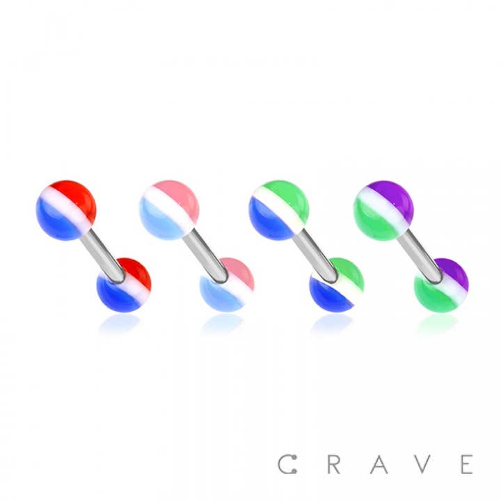 ZUNGENHANTEL AUS 316L-CHIRURGENSTAHL MIT 3 STREIFEN IN KUGELFORM AUS ACRYL für den Großhandel von CRAVE