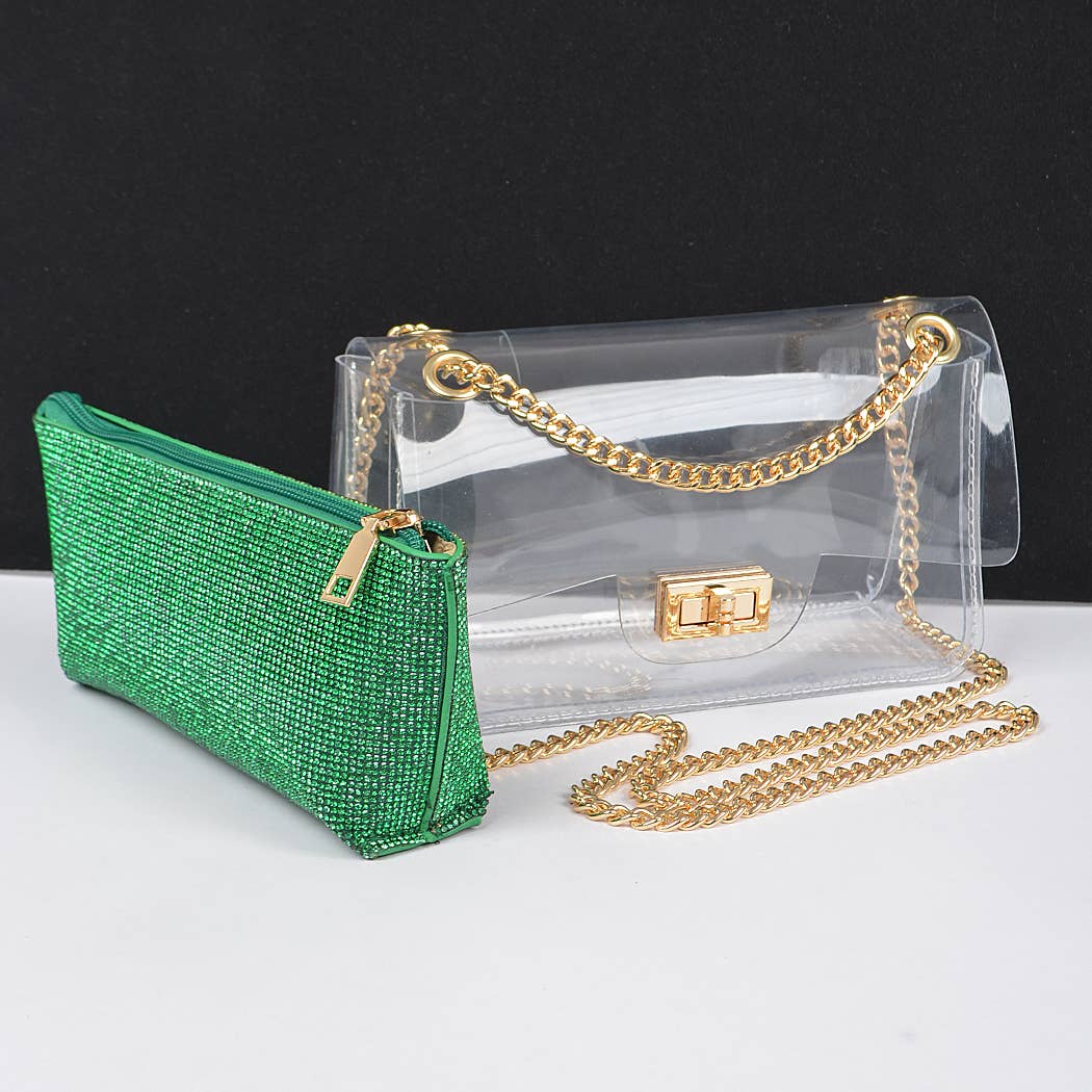 3AM BY H&D ACCESSORIES - Wholesale Crossbody Bag - Women's - Transparent Crossbody Bag W/Rhinestone Clutch10