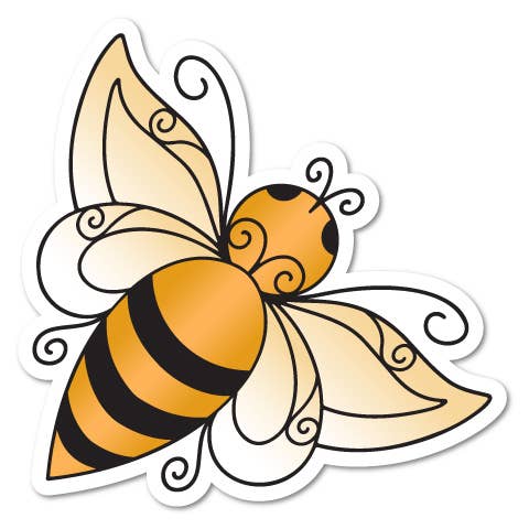 Lunefuld bi-klistermærke for engroshandel hos B.Goods Designs