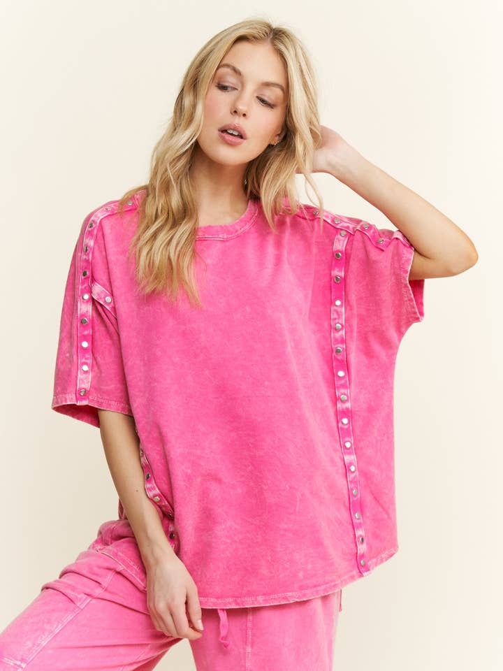 MineralWashed Studded crewneck tshirt HT6376 for wholesale by J.Her