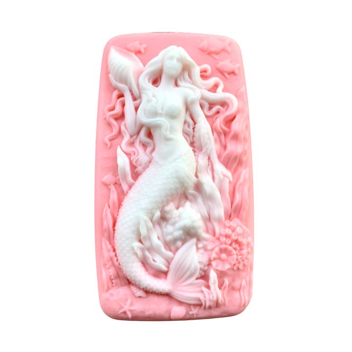 Plunk Soap and Candle Company - Wholesale Bar Soap - 3D Mermaid with shell bar of soap0
