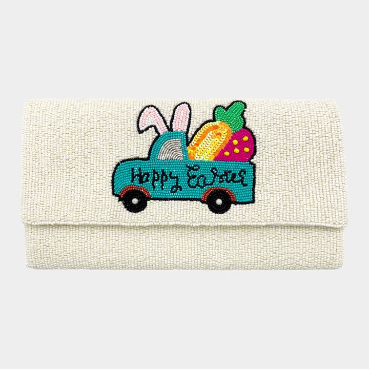 Sensibling Corp. - Wholesale Clutch Bag - Women's - Happy Easter Carrot Bunny Car Seed Beaded Clutch2