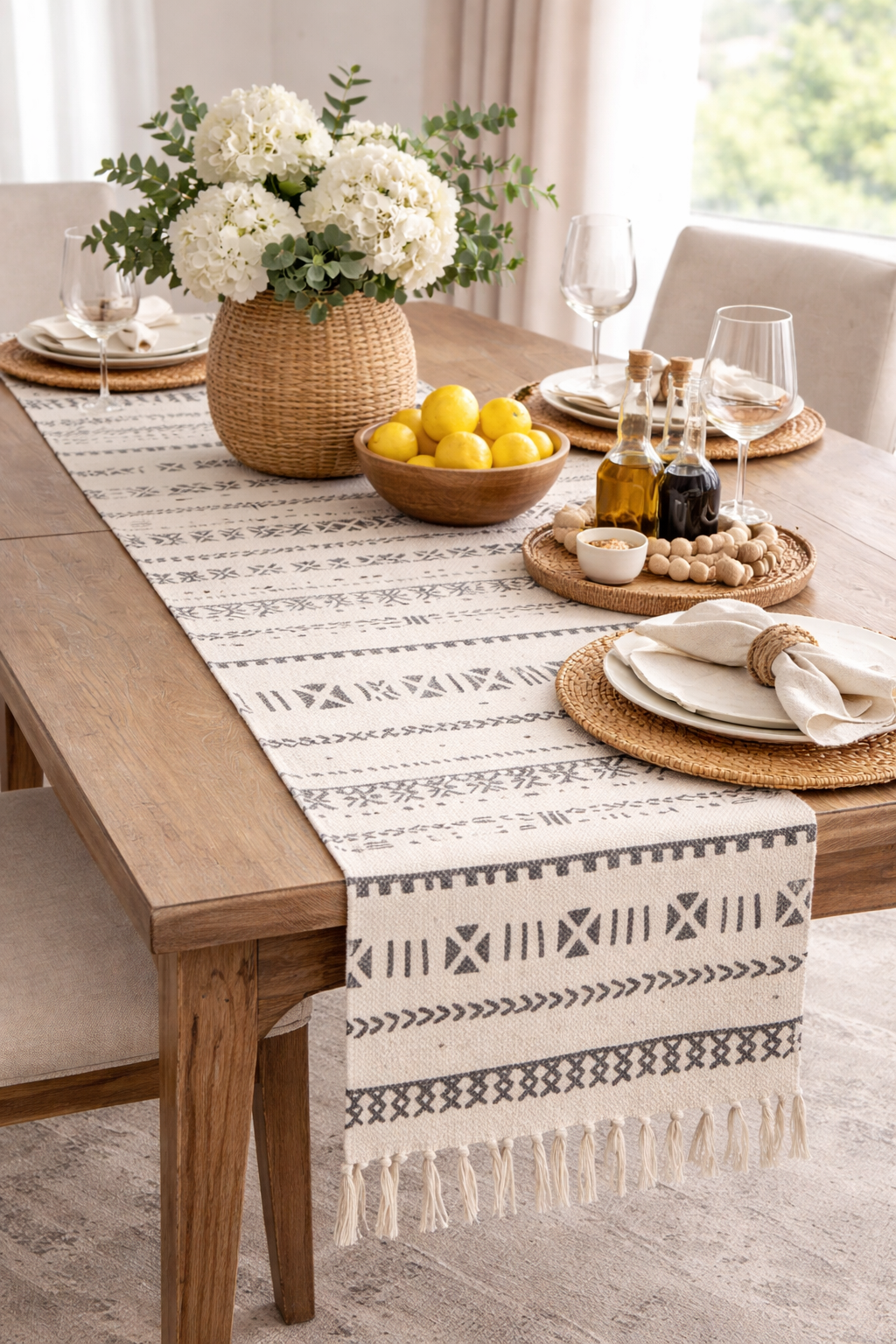 Fennco Styles - Wholesale Table Runner - Boho Mudcloth-Inspired Cotton 16"X72" L Table Runner0