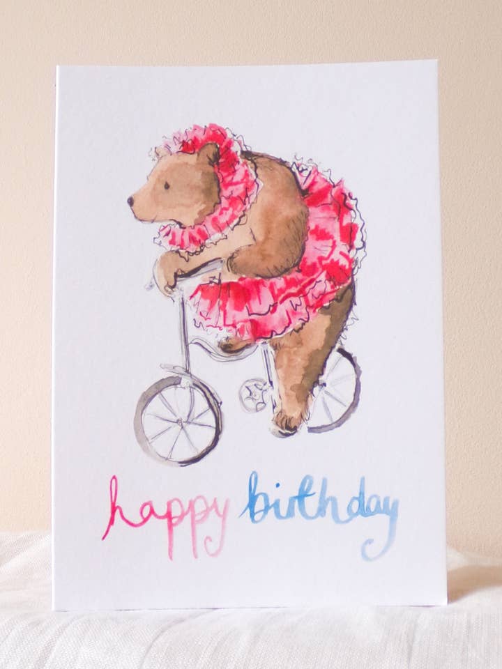 Happy Birthday Bear Card for wholesale by La la lu