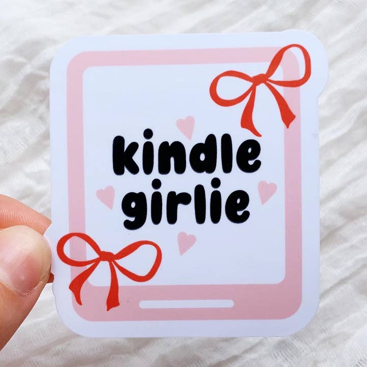 Autocollant étanche Kindle Girlie avec nœuds et motif de livre pour la vente par Tiny Acres Co