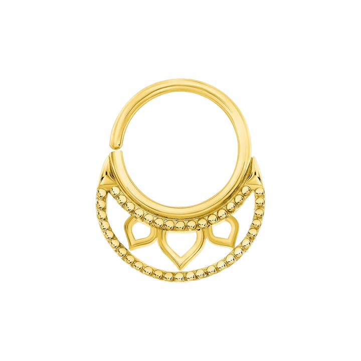Katya Seamless Ring – 14K Gold Cup & Divot Design for wholesale by Piercing-zone