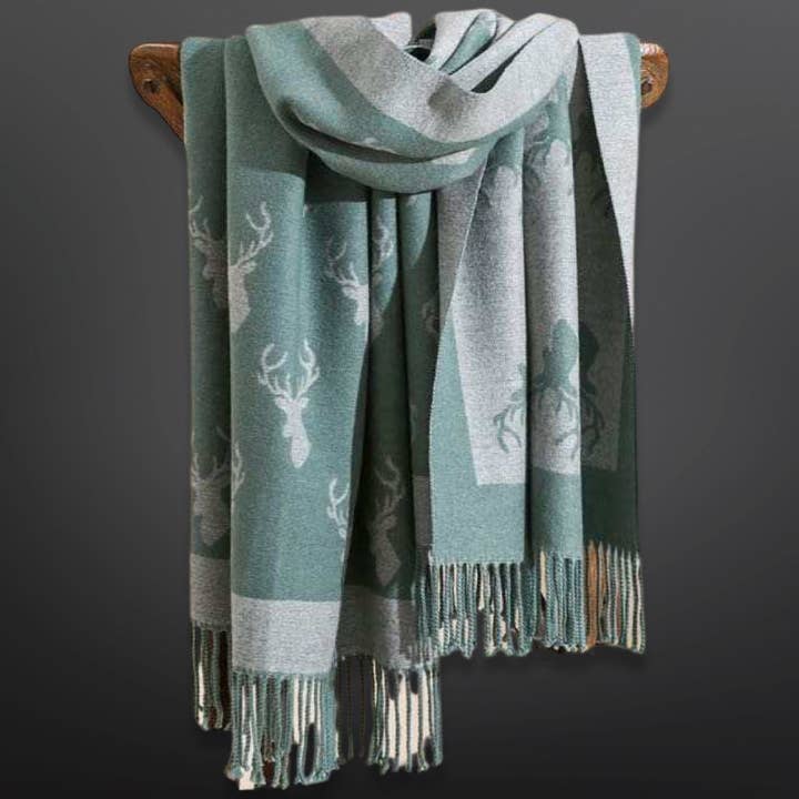 Westrian International - Wholesale Scarf - Women's - Deer Hunting Stag Head Winter Scarf LA CHASSE - Fringe4