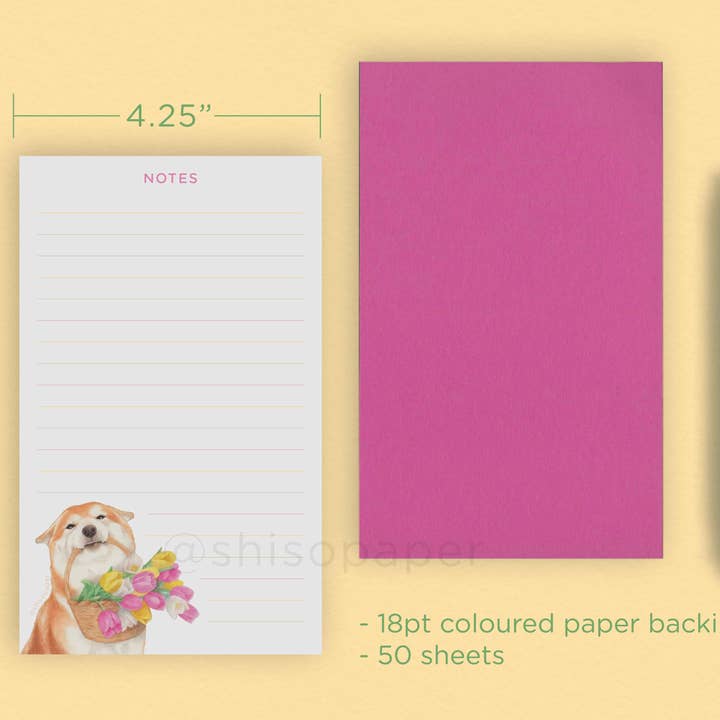 Shiso Paper - Wholesale Notepad - Shiba Inu Flowers Daily Notepad1
