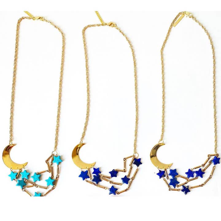 Collier étoile - Bijoux célestes - Collier en cristal de lapis pour la vente par Etymology Jewelry