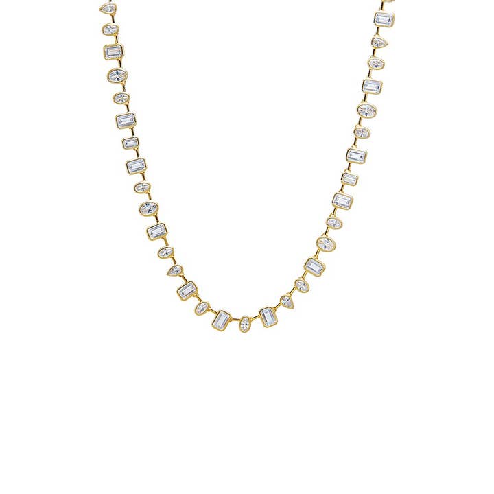 CZ Multi Shape Tennis Necklace for wholesale by By Adina Eden