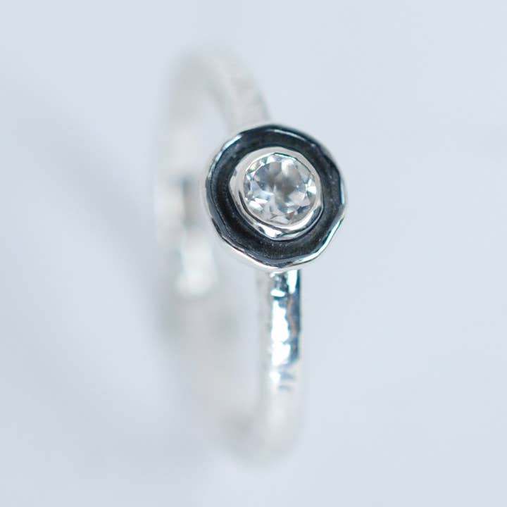 Beautiful elegant Silver ring with topaz “Flower” for wholesale by Ami jewel