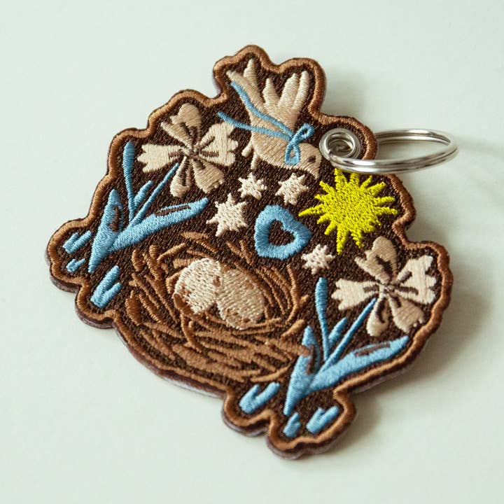 Blomma Fågel Bo Patch Nyckelring för wholesale av Tender Loving Empire