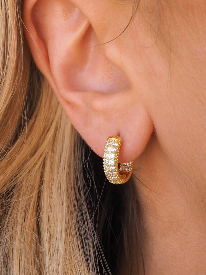 Pave Baby Hoops | Gold for wholesale by JacqMaria Jewelry
