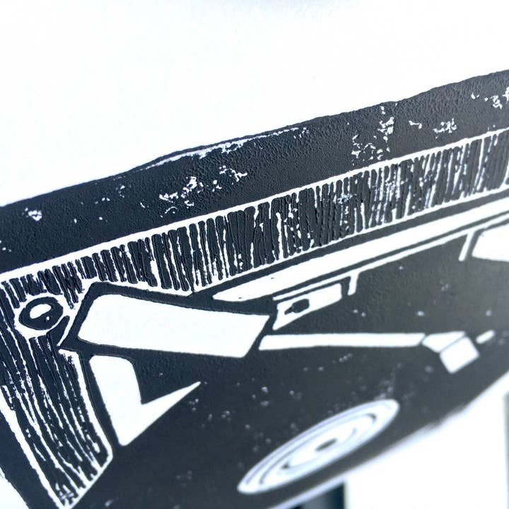 The Big Harumph - Wholesale Art Print - LINOCUT - Vintage record player - Hand-pressed linoleum block print (8x10in)2