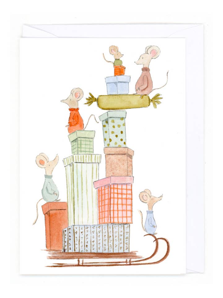 Noël de la famille Souris pour la vente par Bear on Paper