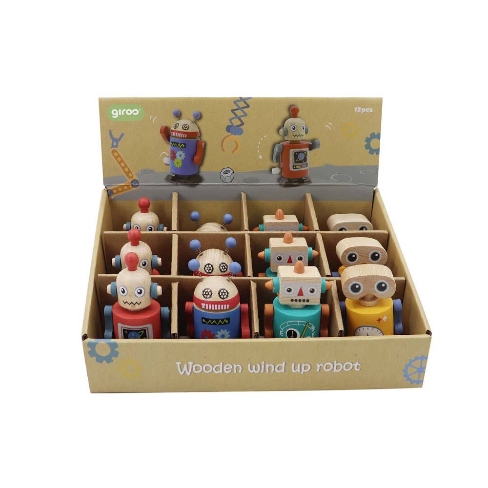 AJ Aguiar - Wholesale Classic Toy - Kids - Wooden Wind-Up Robots Exp.12