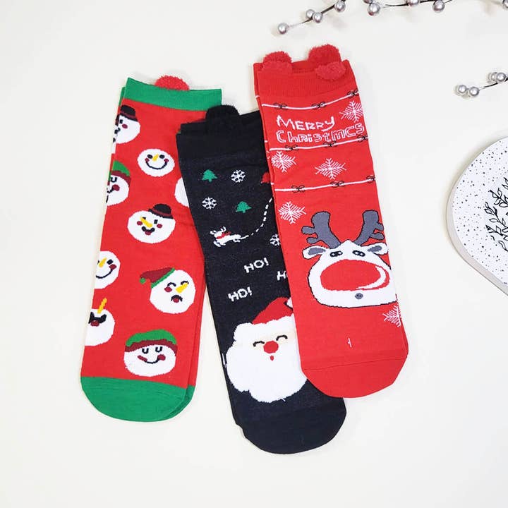 Assorted Color Christmas Character Crew Socks for wholesale on Faire2