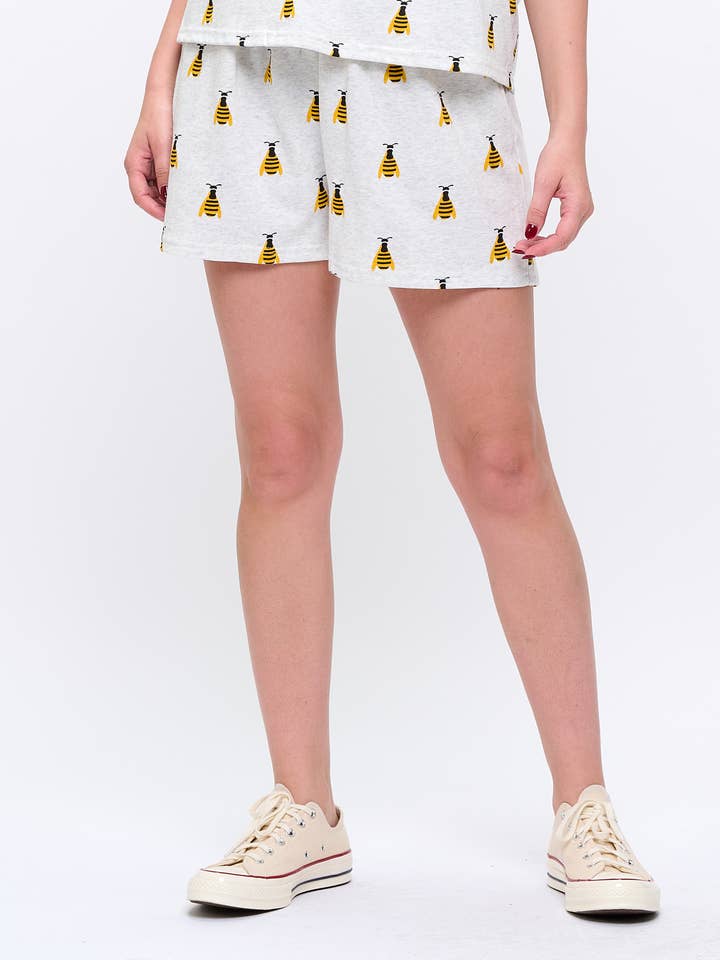 ALL OVER BEES PRINT RELAXED FIT SHORTS for wholesale by SM WARDROBE