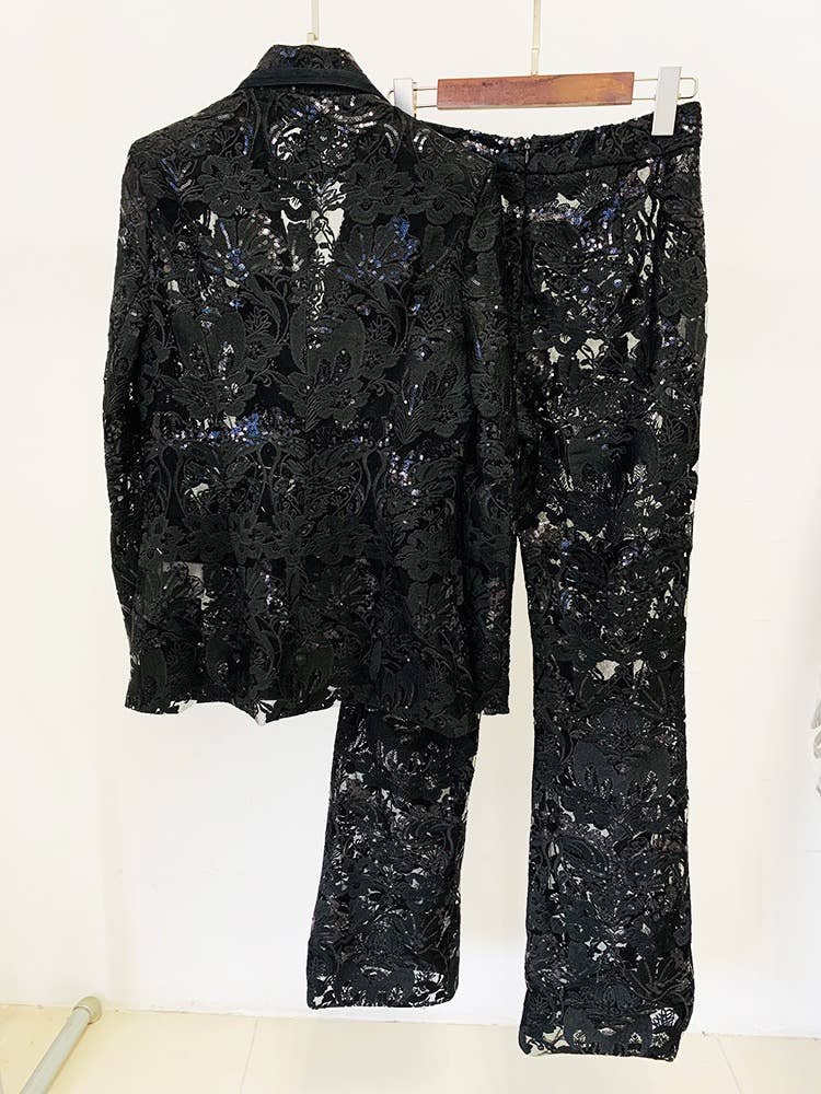 Productseeker - Wholesale Suit Set - Women's - SET055 Lace Embroidered Sequin Blazer & Trouser Suit1