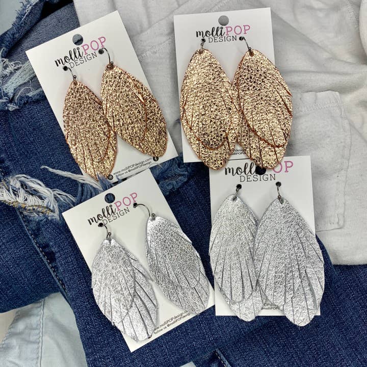 Metallic Fringe Feather Leaf voor wholesale door molliPOP Design