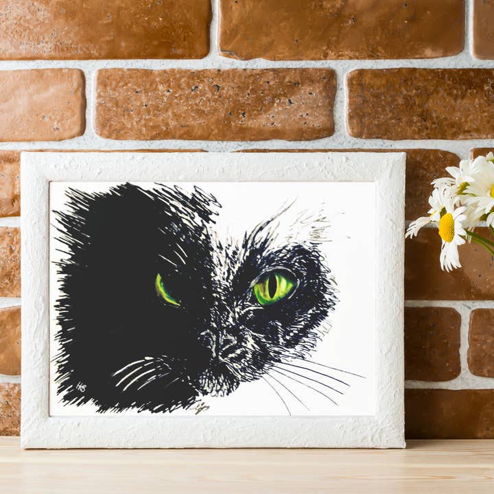 Hannah Kate Makes - Wholesale Art Print - Black Cat Art Print - A5/A4 - Halloween Witch's Familiar6