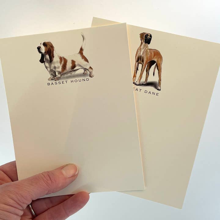 Fable & Sage – wholesale Kontorsmateriel/Notecard Set – Hund Anteckningskort | Tax | Skuggad grädde | Uppsättning av 6