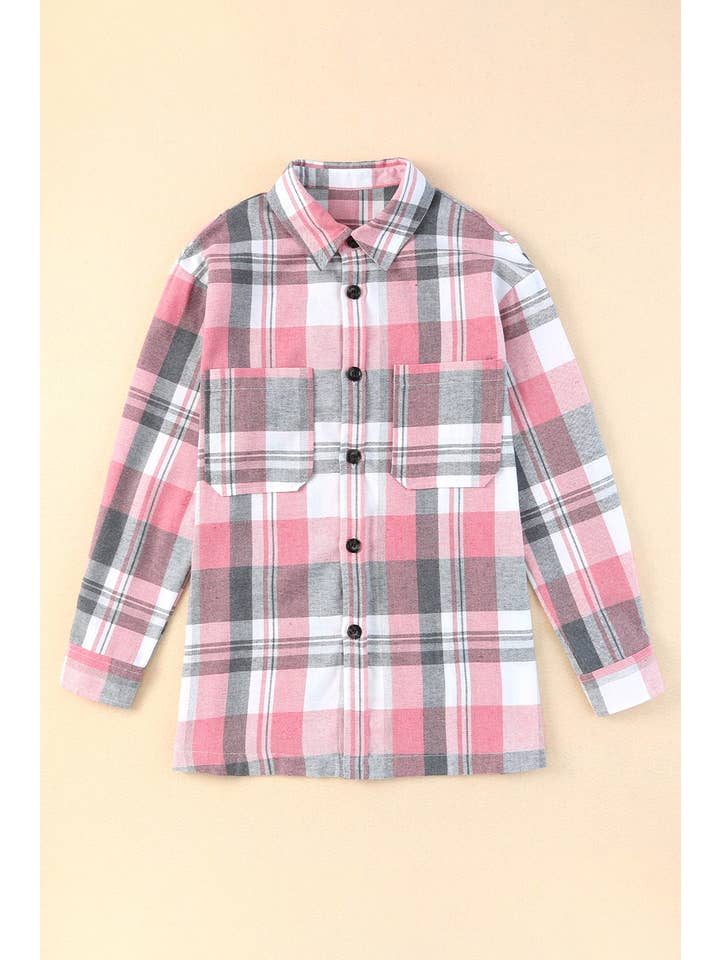 PRETTY BASH - Wholesale Button Down Shirt - Women's - Plaid Patch Pocket Buttoned Shirt14