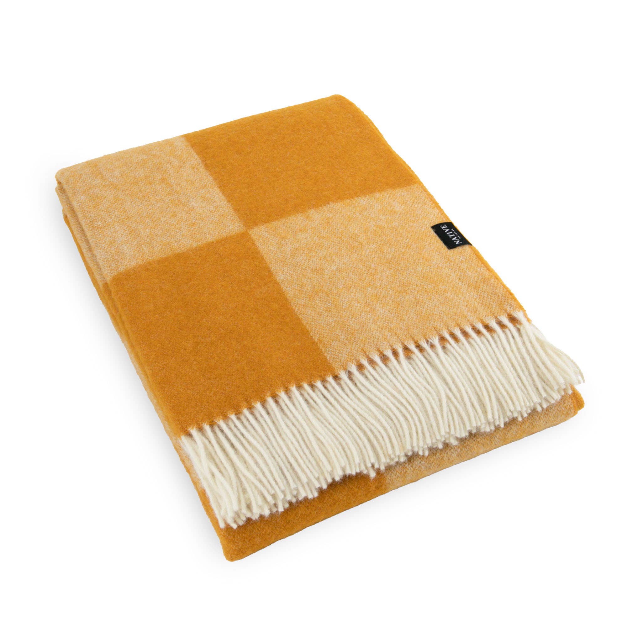 Native Natural - Wholesale Throw blanket - Checkerboard Orange Wool Blanket1