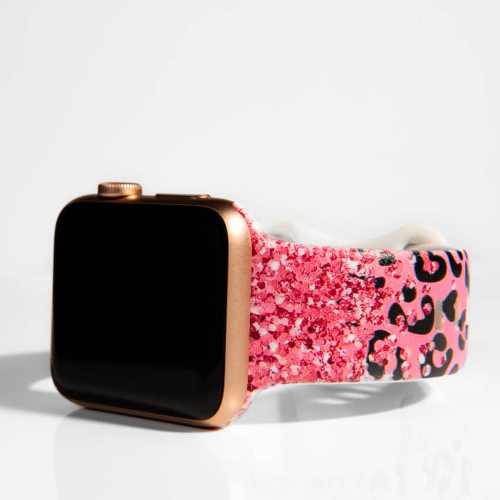 Bracelet Apple Watch Paillettes Léopard pour séries 1-9, SE, Ultra pour la vente par The Printed Llama