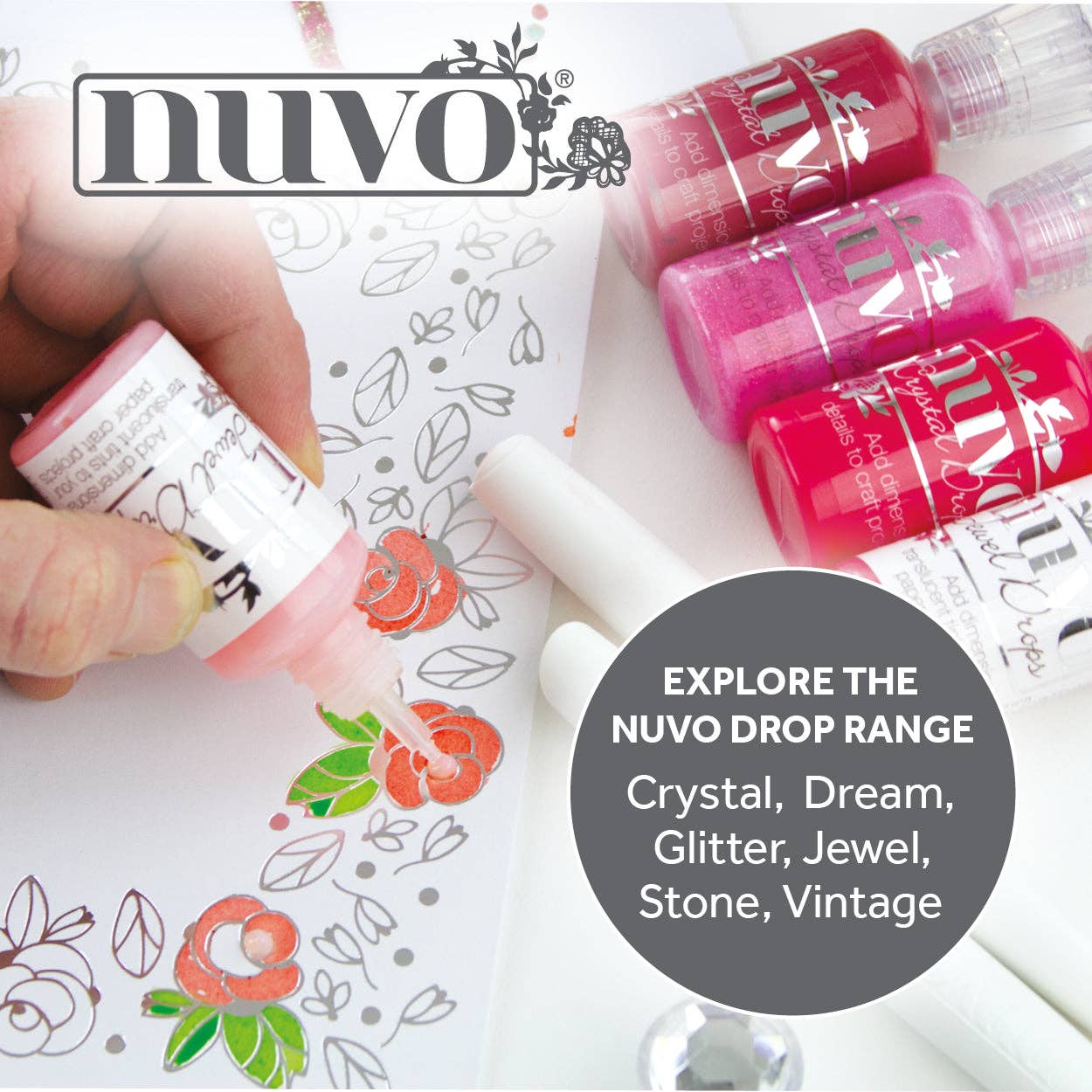 Tonic Studios - Wholesale Craft Supplies - Nuvo Jewel Drops – 6-Colour Bundle (Watermelon Wonder, Honeysuckle, Aqua Plains, Orange Marmalade, Key Lime, Sea Breeze)3