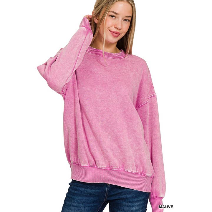 Apolline - Wholesale Sweatshirt - Women's - ACID WASH FLEECE OVERSIZED PULLOVER6