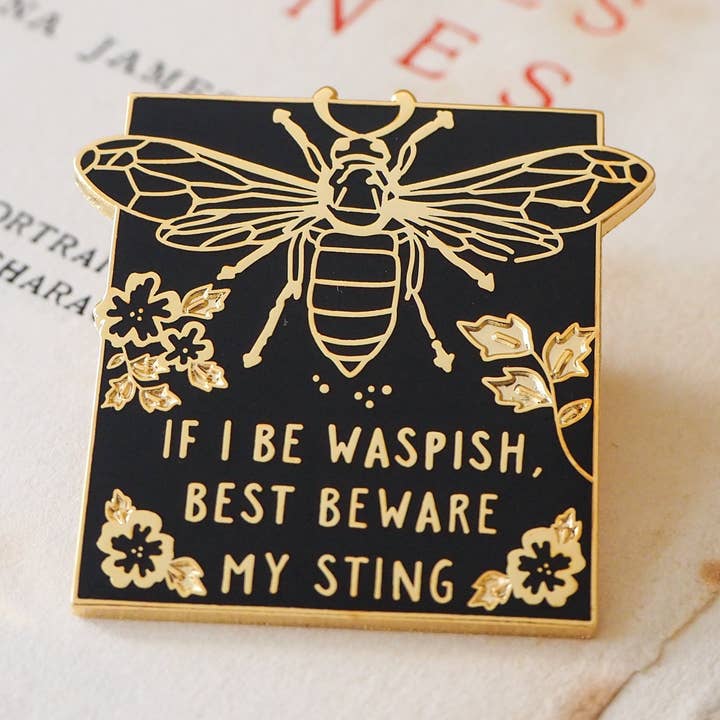 Katherina Taming Of The Shrew - Shakespeare Wasp Pin Badge for wholesale by LiteraryEmporium
