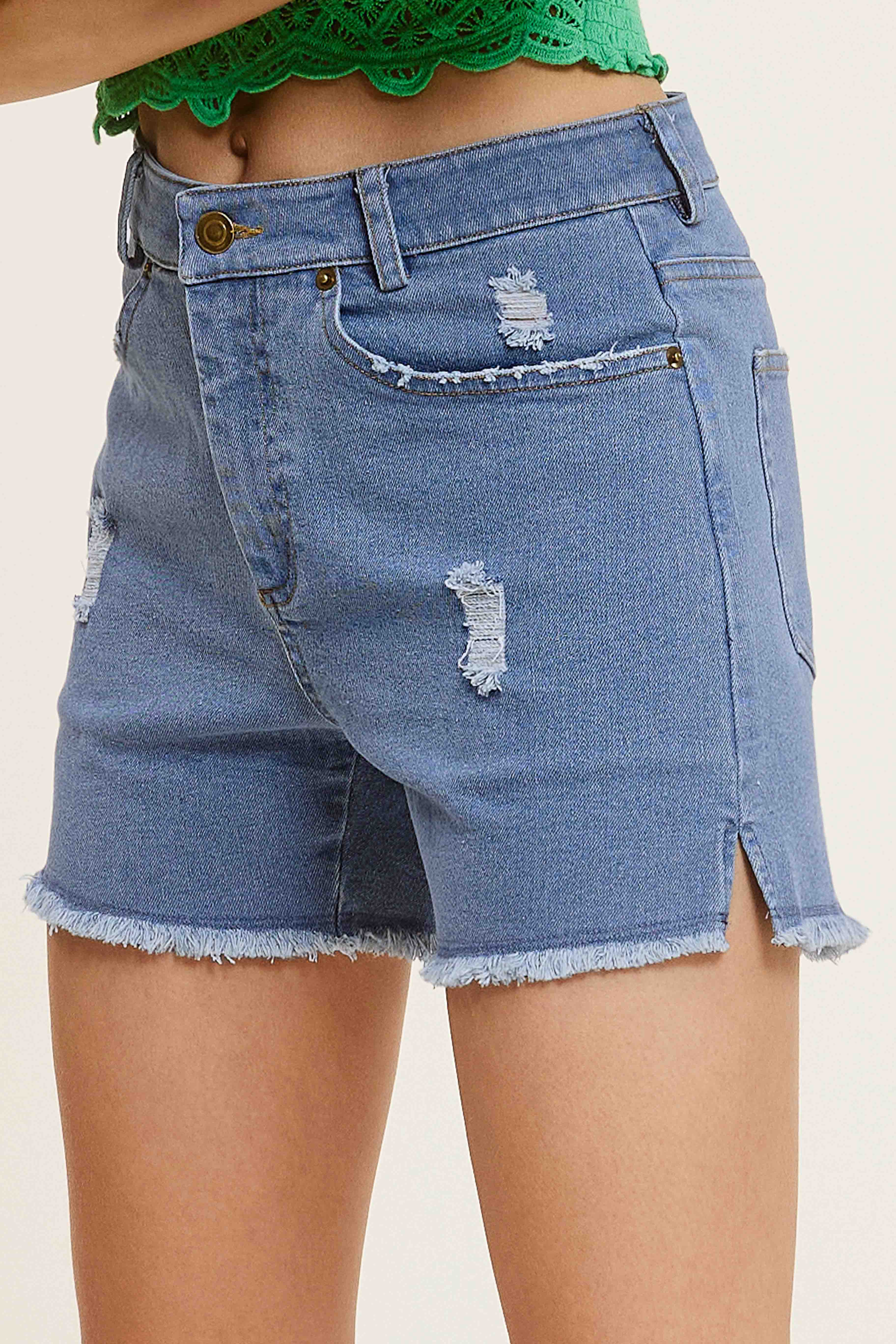 La Miel - Wholesale Shorts - Women's - HCP4224-High Rise Basic Mineral Washed Colored Denim Shorts41