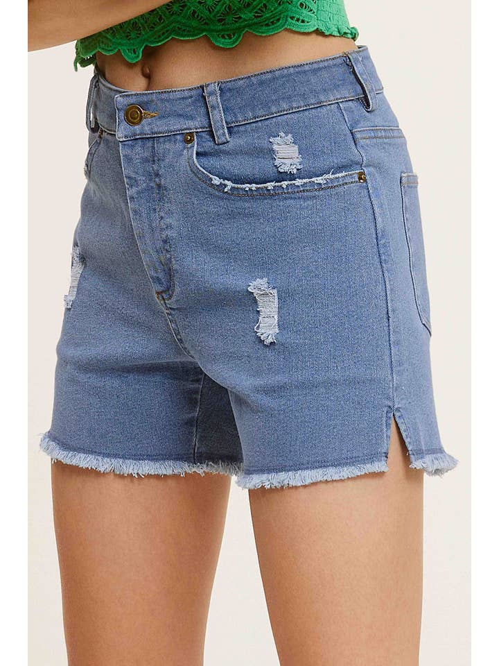 La Miel - Wholesale Shorts – Women’s - HCP4224-High Rise Basic Mineral Washed Colored Denim Shorts41