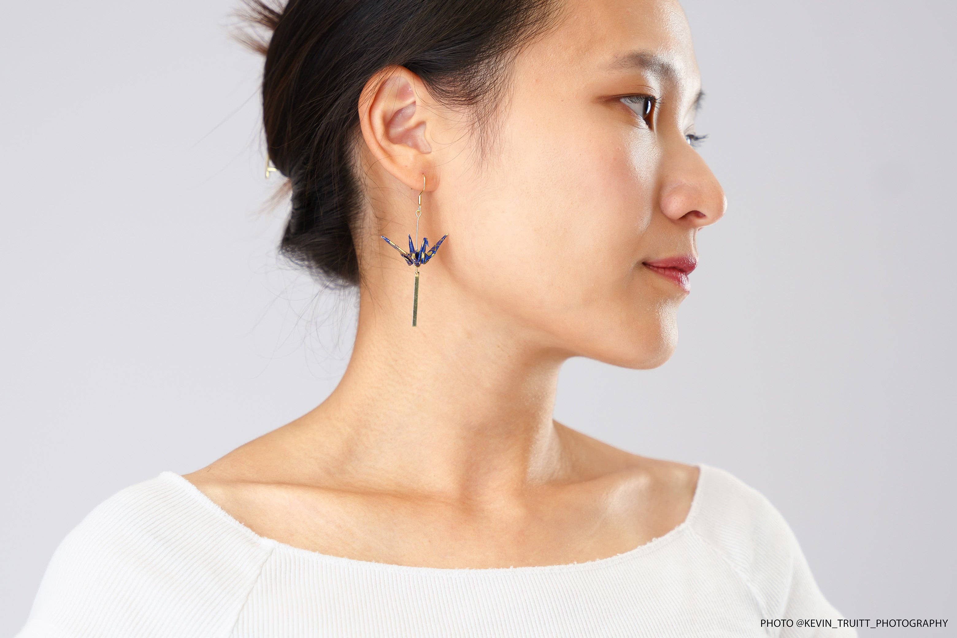 Kamyi.Art Origami Designs - Wholesale Dangle Earrings - Crane and Bar Earrings in Gold6