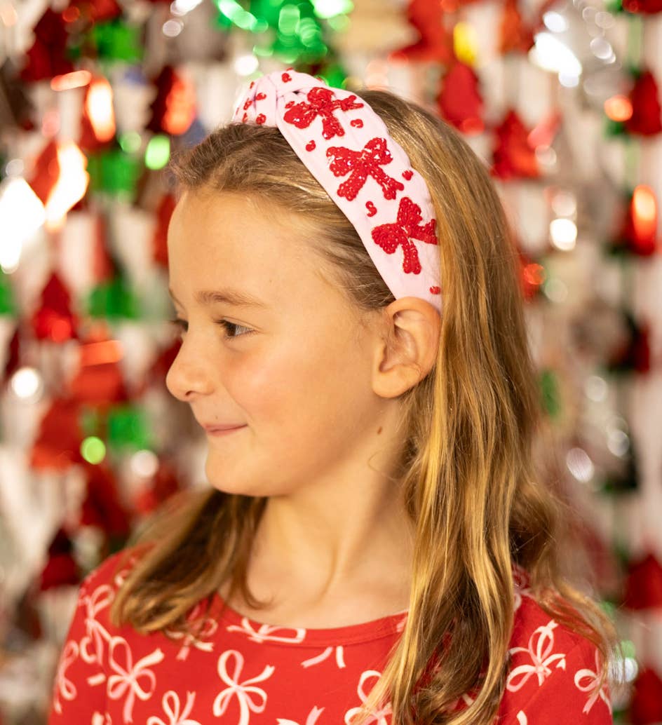 The Heady Chic - Wholesale Fashion Headband - Women's -  Red Sequin Bow Headband2