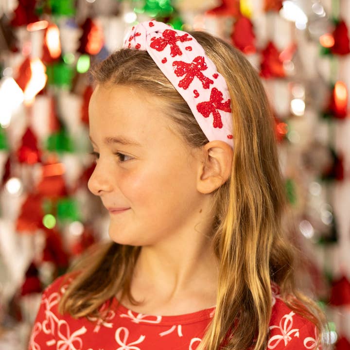 The Heady Chic - Wholesale Fashion Headband - Women's - Red Sequin Bow Headband2