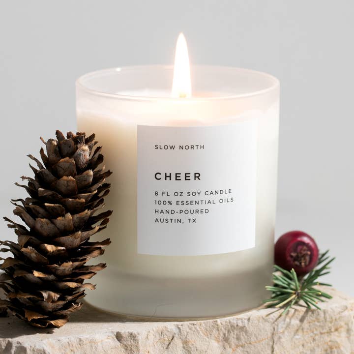 Slow North – wholesale Jar/filled candle – Cheer - Cinnamon, Cypress & Peppermint, Holiday 20250