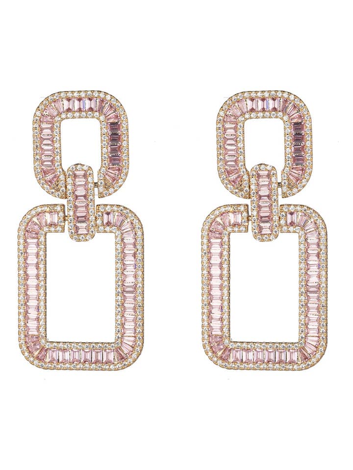 Sophie 18K Gold Plated Pink Cubic Zirconia Earrings for wholesale by Eye Candy Los Angeles