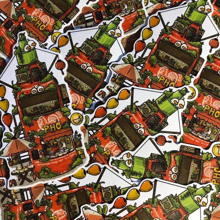sushiboiiiyy - Wholesale Sticker - Sriracha Bottle Pho Store Vinyl Sticker