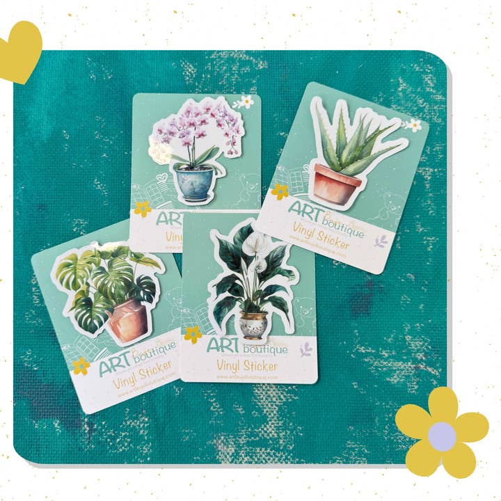 Zimmerpflanzen Vinyl-Aufkleber Set aus 4 für den Großhandel von Art Bujo Boutique