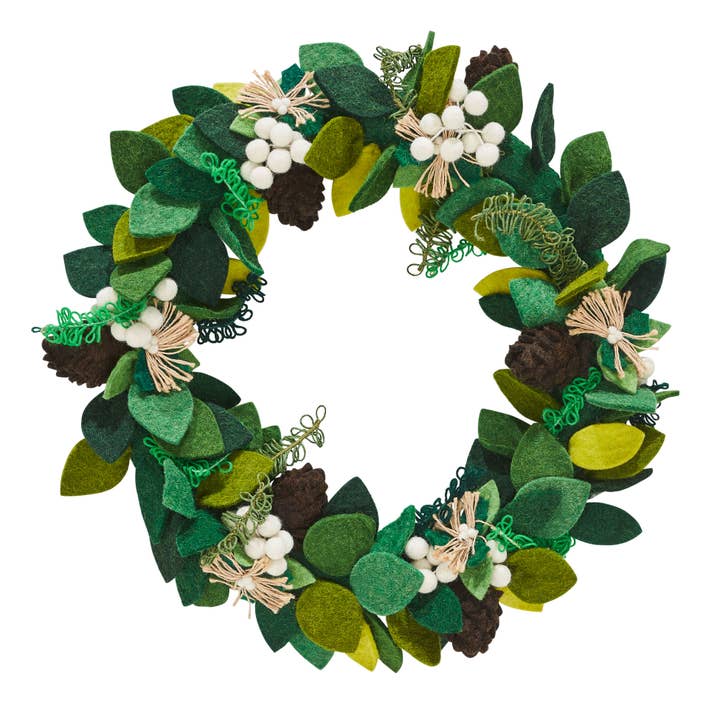 Arcadia Home - Wholesale Wreath - Hand Felted Wool Christmas Wreath - 20"- Indoor Xmas Decor